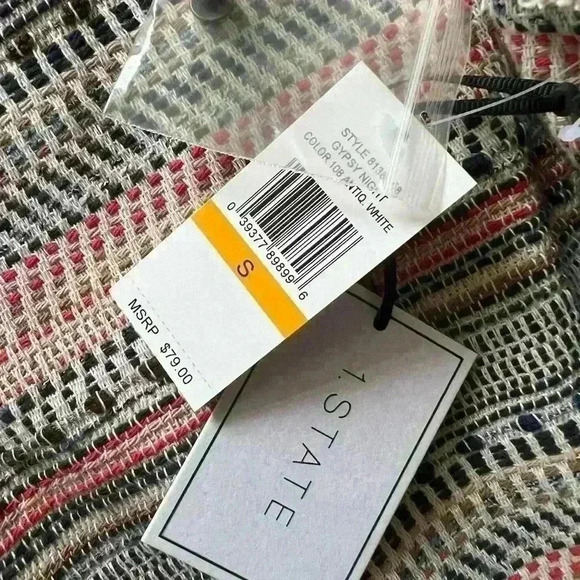 NWT 1. State Women’s Gypsy Night Boho Bohemian Tweed White Light Pink Top Small - Picture 12 of 12